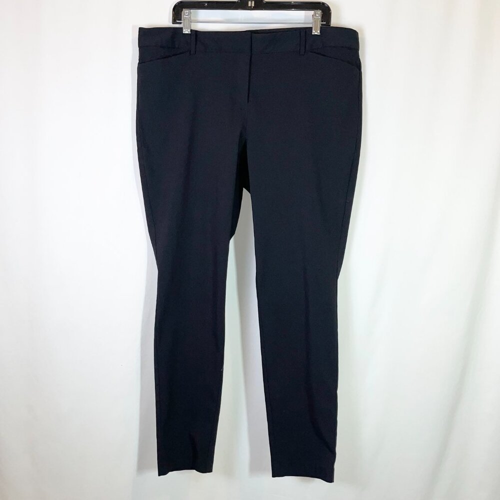 Satinato Pants Size 18 Black Cropped Ankle Length Stretch Twill